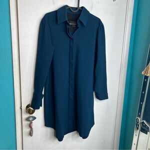 Marie Saint Pierre Teal Midi Shirt Dress